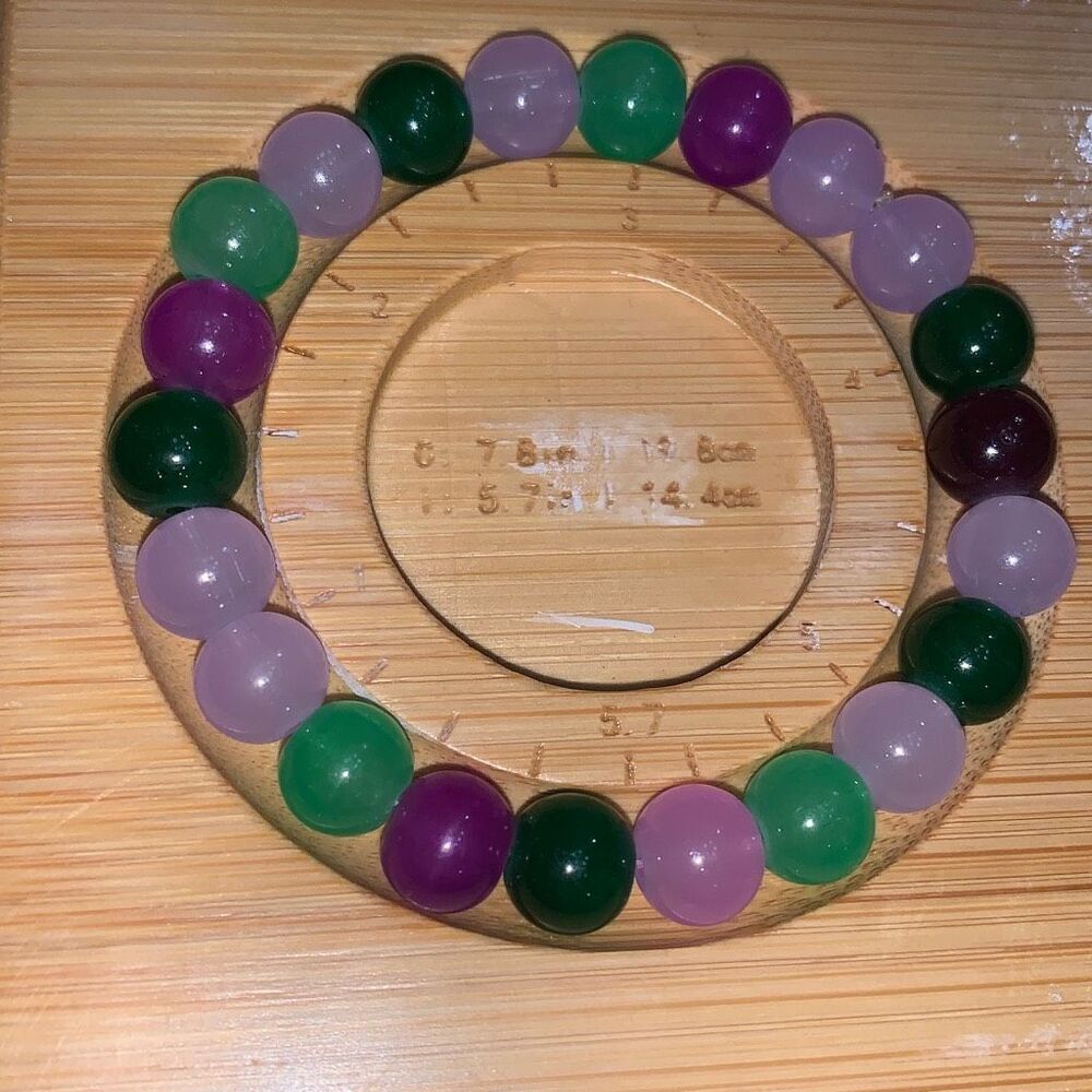 New Handmade Strechy Glass Bead Bracelet‎ Girls Women Purple Green 5.7
